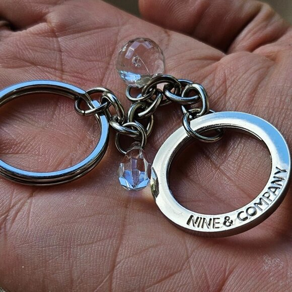 Nine & Company Key Chain Silver Tone Fashion Keys Holder Crystals Accent - Picture 9 of 10